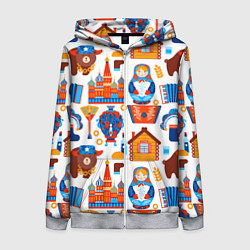 Толстовка на молнии женская Русские народные традиции, цвет: 3D-меланж