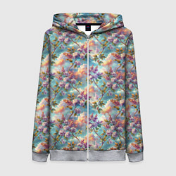 Женская толстовка на молнии Объемная сирень паттерн