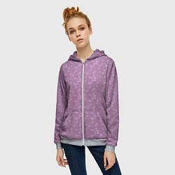 Толстовка на молнии женская Розовый сиреневый цветочный однотонный узор, цвет: 3D-меланж — фото 2