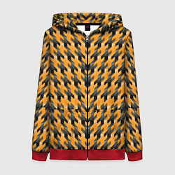 Толстовка на молнии женская Чёрно-жёлтый паттерн, цвет: 3D-красный