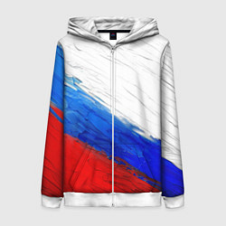 Толстовка на молнии женская Триколор красками, цвет: 3D-белый