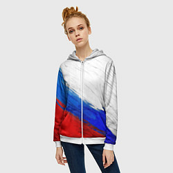 Толстовка на молнии женская Триколор красками, цвет: 3D-белый — фото 2