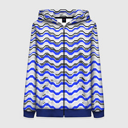 Толстовка на молнии женская Black and blue stripes on a white background, цвет: 3D-синий