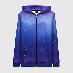 Женская толстовка на молнии Синий космос и звезды