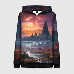 Женская толстовка на молнии Космический фантазийный мир на другой планете