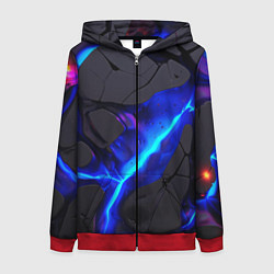 Женская толстовка на молнии Темный синий неон из разлома плит