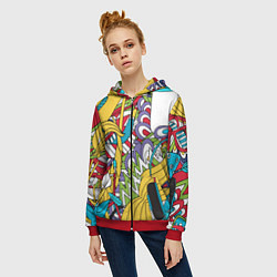 Толстовка на молнии женская Летние мотивы, цвет: 3D-красный — фото 2