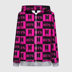 Женская толстовка на молнии BTS pattern pink logo