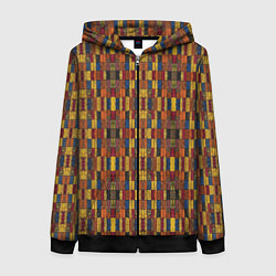 Толстовка на молнии женская Африканский геометрический узор-паттерн, цвет: 3D-черный