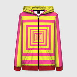 Женская толстовка на молнии Желтые квадраты трансформация