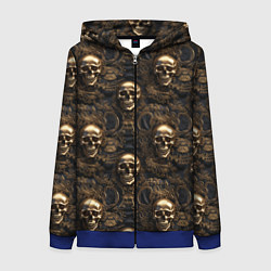 Толстовка на молнии женская Черепа и узоры лакшери, цвет: 3D-синий