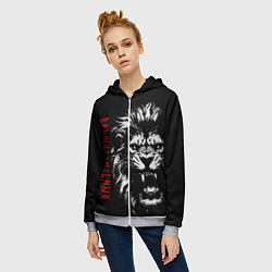 Толстовка на молнии женская Лев - время сильных, цвет: 3D-меланж — фото 2