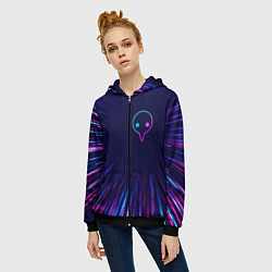 Толстовка на молнии женская Evangelion neon blast lines, цвет: 3D-черный — фото 2