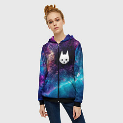 Толстовка на молнии женская Stray space game, цвет: 3D-черный — фото 2