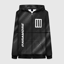 Толстовка на молнии женская Paramore metal rock lines, цвет: 3D-черный