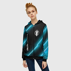 Толстовка на молнии женская Dead Space неоновые лампы, цвет: 3D-черный — фото 2