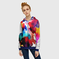 Толстовка на молнии женская Абстрактная акварельная композиция, цвет: 3D-синий — фото 2