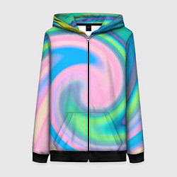 Толстовка на молнии женская Абстракция спиральная, цвет: 3D-черный