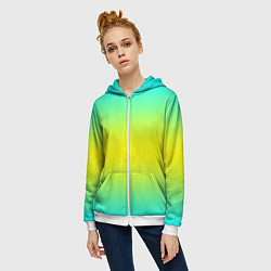 Толстовка на молнии женская Кислотный градиент, цвет: 3D-белый — фото 2