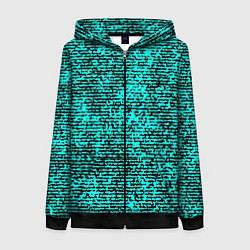 Женская толстовка на молнии Ярко-голубой в чёрную текстурированную полоску