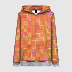 Женская толстовка на молнии Россыпь оранжевых квадратов