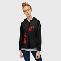 Толстовка на молнии женская Nasa space red logo, цвет: 3D-меланж — фото 2