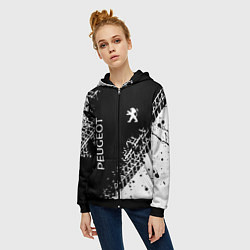 Толстовка на молнии женская Пежо: следы от шин, цвет: 3D-черный — фото 2