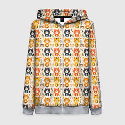 Женская толстовка на молнии Разноцветные котята ретро узор