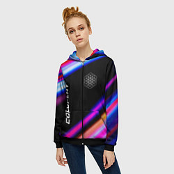 Толстовка на молнии женская Coldplay neon rock lights, цвет: 3D-черный — фото 2