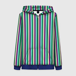 Женская толстовка на молнии Фиолетово-зелёный полосатый