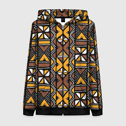Толстовка на молнии женская Африканский мавританский узор, цвет: 3D-черный
