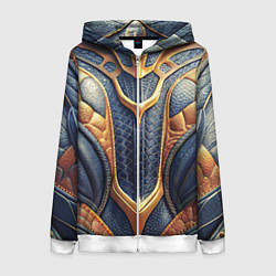 Женская толстовка на молнии Темная кожаная броня с желтой оплеткой