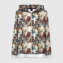 Толстовка на молнии женская Акварель -мотогонщики, цвет: 3D-белый