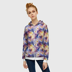 Толстовка на молнии женская Акварельное небо с созвездиями, цвет: 3D-белый — фото 2