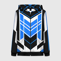Толстовка на молнии женская Blue and black stripes on a white background, цвет: 3D-черный