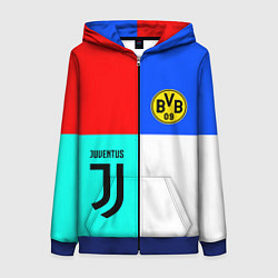 Толстовка на молнии женская Juventus x Borussia, цвет: 3D-синий