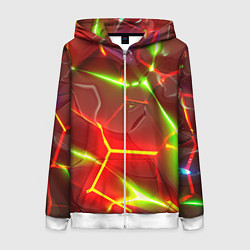 Женская толстовка на молнии Неоновые красные плиты с ярким светом