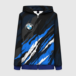 Толстовка на молнии женская БМВ - синий гексагон, цвет: 3D-синий