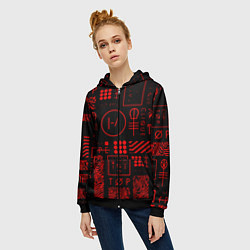 Толстовка на молнии женская Twenty one pilots pattern rock, цвет: 3D-черный — фото 2