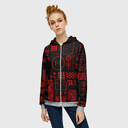 Толстовка на молнии женская Twenty one pilots pattern rock, цвет: 3D-меланж — фото 2