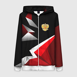 Толстовка на молнии женская Russia uniform - красный и черный, цвет: 3D-белый