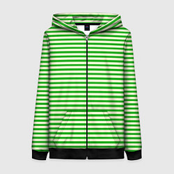 Женская толстовка на молнии Бежево-зелёный полосатый