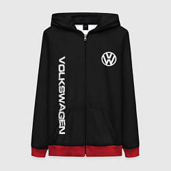 Толстовка на молнии женская Volkswagen logo white, цвет: 3D-красный