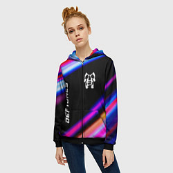 Толстовка на молнии женская Deftones neon rock lights, цвет: 3D-черный — фото 2