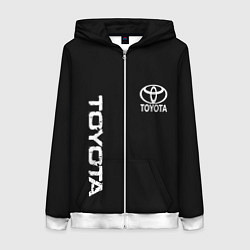 Толстовка на молнии женская Toyota logo white steel, цвет: 3D-белый