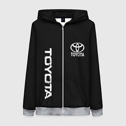 Толстовка на молнии женская Toyota logo white steel, цвет: 3D-меланж