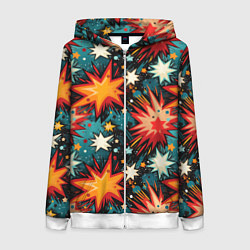 Толстовка на молнии женская Граффити звёзды и космос, цвет: 3D-белый