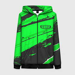Толстовка на молнии женская Geely sport green, цвет: 3D-черный