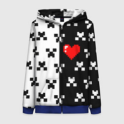 Толстовка на молнии женская Minecraft pattern love, цвет: 3D-синий