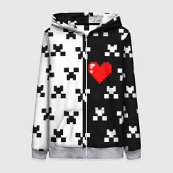 Толстовка на молнии женская Minecraft pattern love, цвет: 3D-меланж
